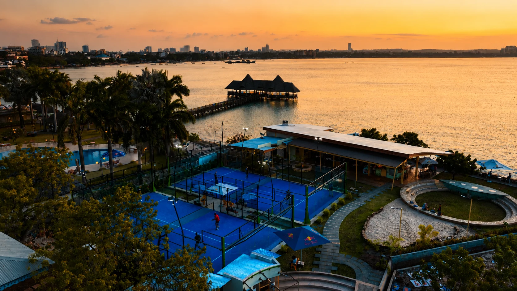 Slipway Padel Club courts on the waterfront in Dar es Salaam